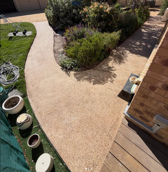 Exposed aggregate garden path