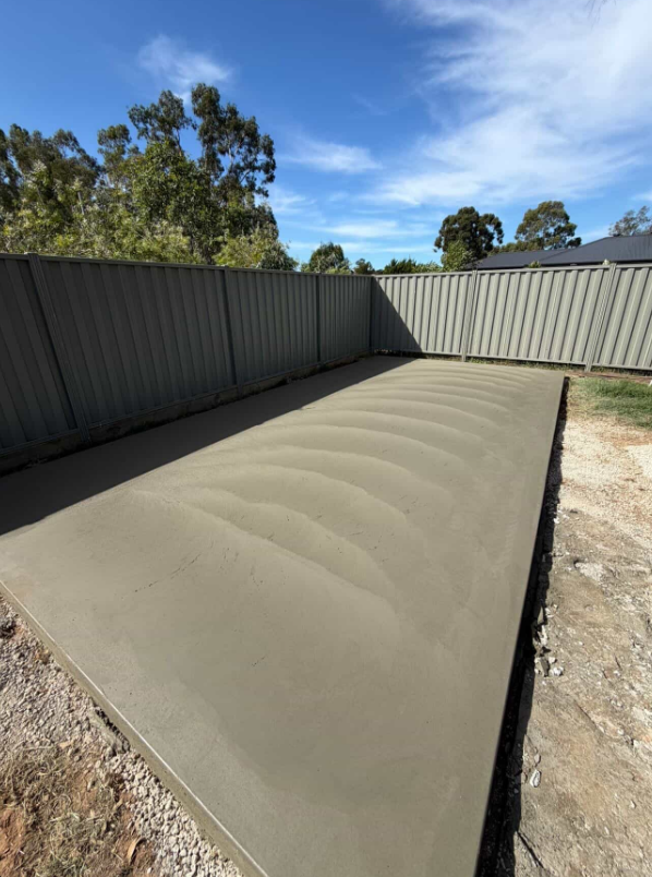 Freshly poured backyard slab