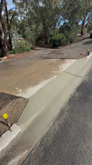 New concrete driveway crossover